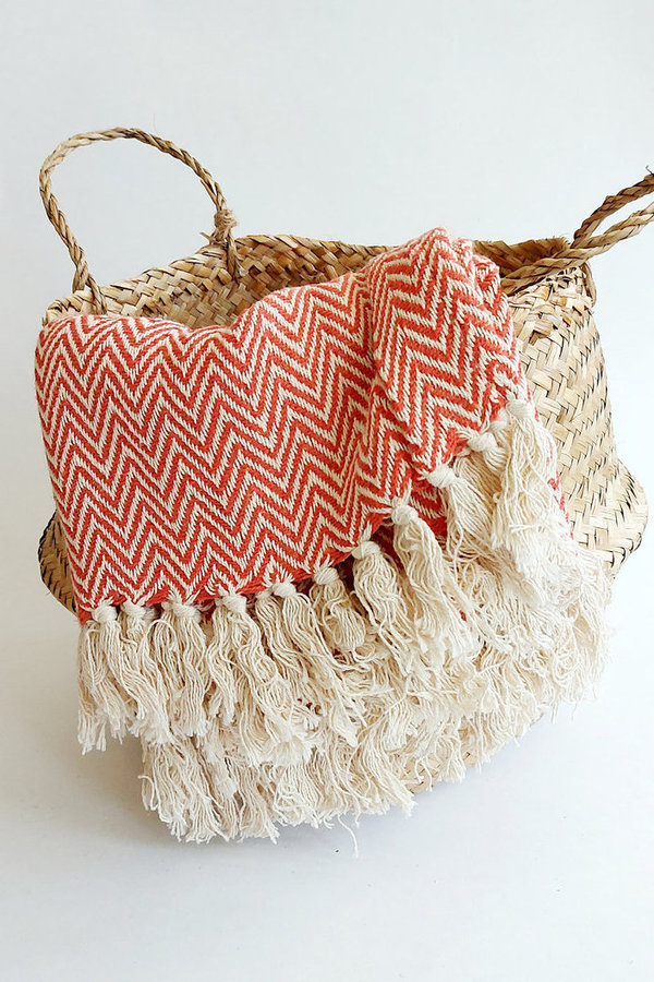 Linen & More plaid zig zag Red